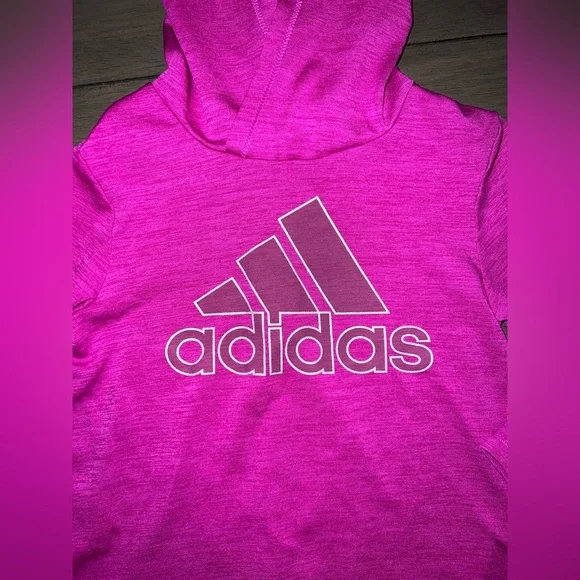 Girls Dark Pink Adidas Long Sleeve Hooded Shirt Size 2t - Picture 6 of 8